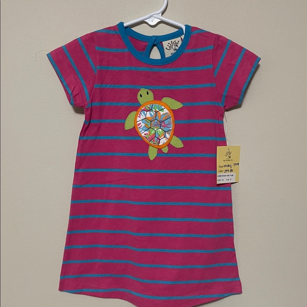 Vibrant Striped Turtle Tee cut dress for Kids